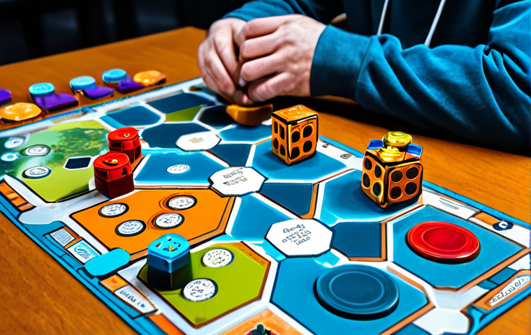 보드게임 트렌드 분석 - Cooperative Game Night** "A group of four friends, fully clothed in casual attire, sitting around a...