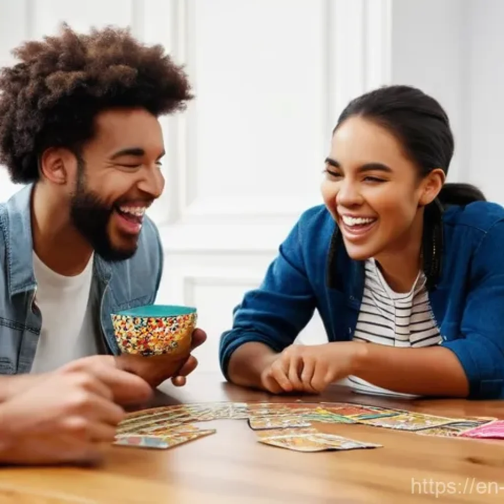 보드게임 추천 뉴스레터 - **Vibrant Party Game Night:** A dynamic, wide shot of six diverse friends (young adults, 18-30s, dre...