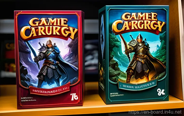 보드게임 특허 정보 - An isometric, dynamic view of an innovative board game designer's workbench, focusing on the "how it...