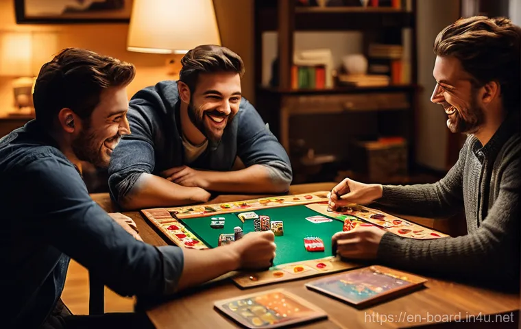 보드게임과 e스포츠 - A Lively Board Game Night** "A diverse group of four friends (two males, two females, all in their ...