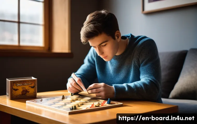 보드게임 전문 서적 - **Prompt:** A cozy, well-lit study corner. A young adult, dressed in a comfortable sweater and jeans...