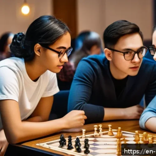 Home 32 보드게임 세계 대회 - A tense competitive board game scene in a modern, well-lit tournament hall, featuring diverse player...