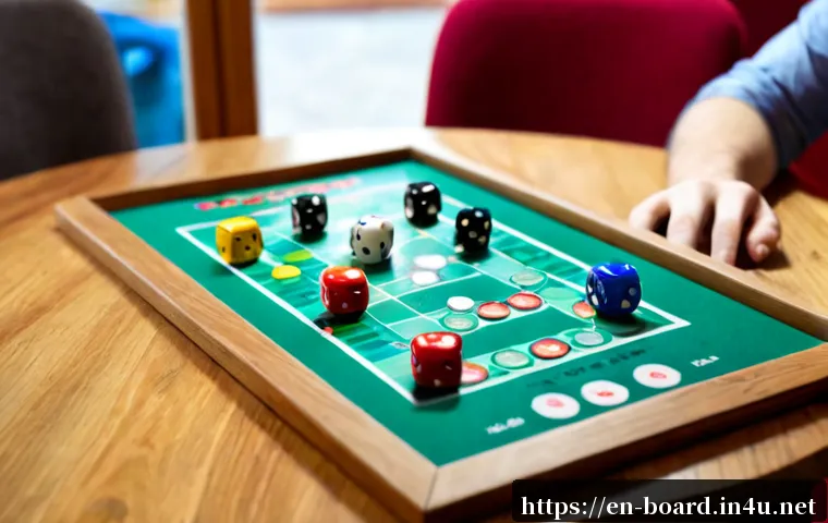 보드게임 리뷰 스타일 - Photorealistic board game review scene, a modern tabletop strategy game neatly arranged on a warm oa...